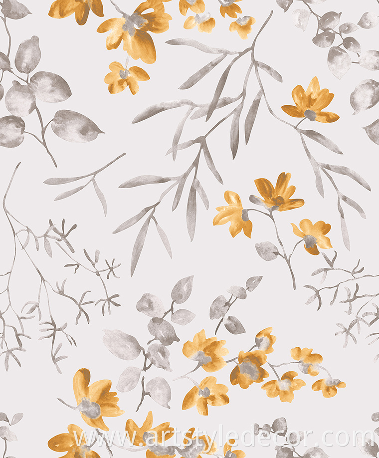 Floral non-woven wallpaper customizable